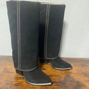 Nine West Womens Rimepy Suede Pull On Pointed Toe Knee High Boots Shoes NIB 5M